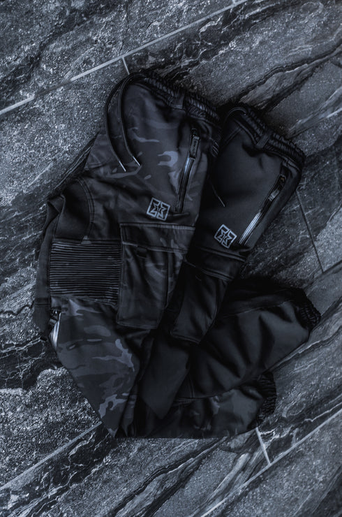 Ride Rich Unit 16 Armoured Softshell Waterproof Cargo Motorcycle Joggers - Black